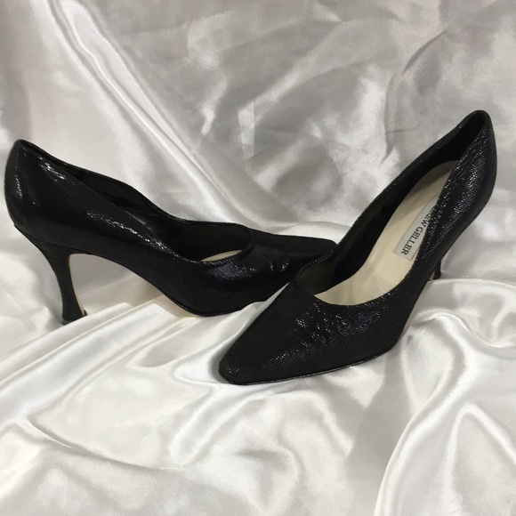 Vintage Heels ANDREW GELLER Black Caviar Size 9M 3.5” - Picture 9 of 15